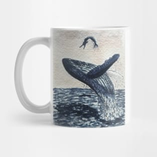 The Mermaid and the Whale Watercolour Painting Mug